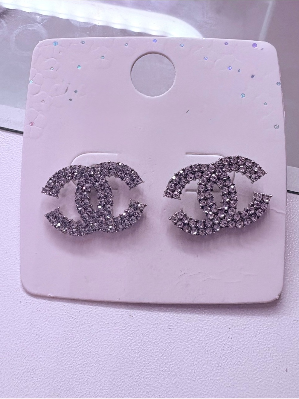 Crystal Stud Earrings - Silver Tone